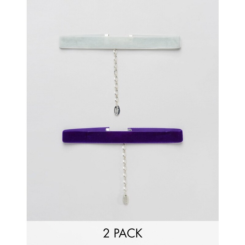 Krystal 2 Pack Velvet Chokers - Violett