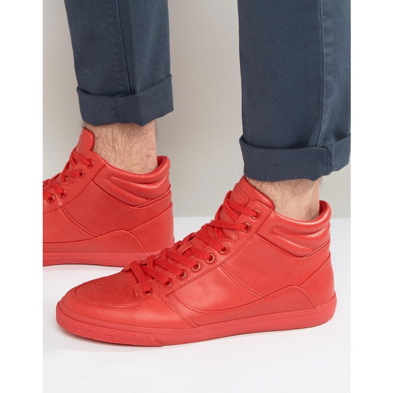 Pull&Bear - Rote Hi-Top-Sneaker - Rot