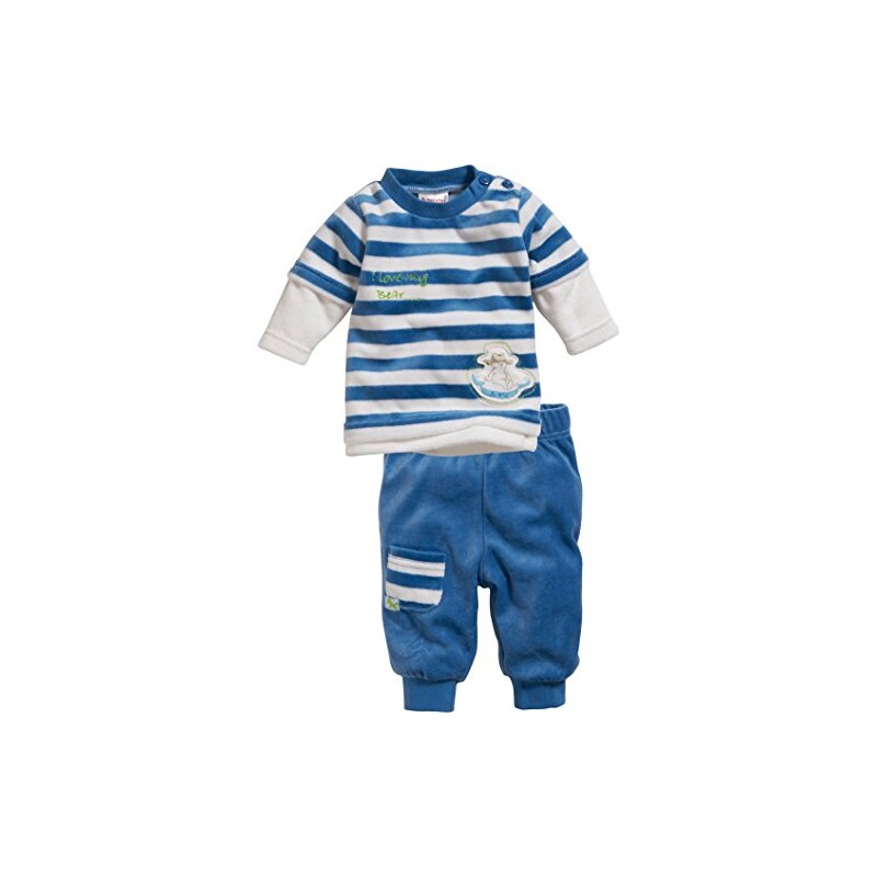 Schnizler Unisex Baby Jogginganzug Nicki Blockstreifen, 2-Teilig Langarmshirt und Hose, Oeko-Tex Standard 100