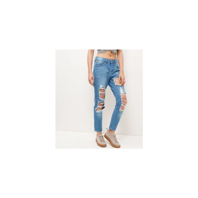 New Look Cameo Rose – Blaue, zerrissene Jeans