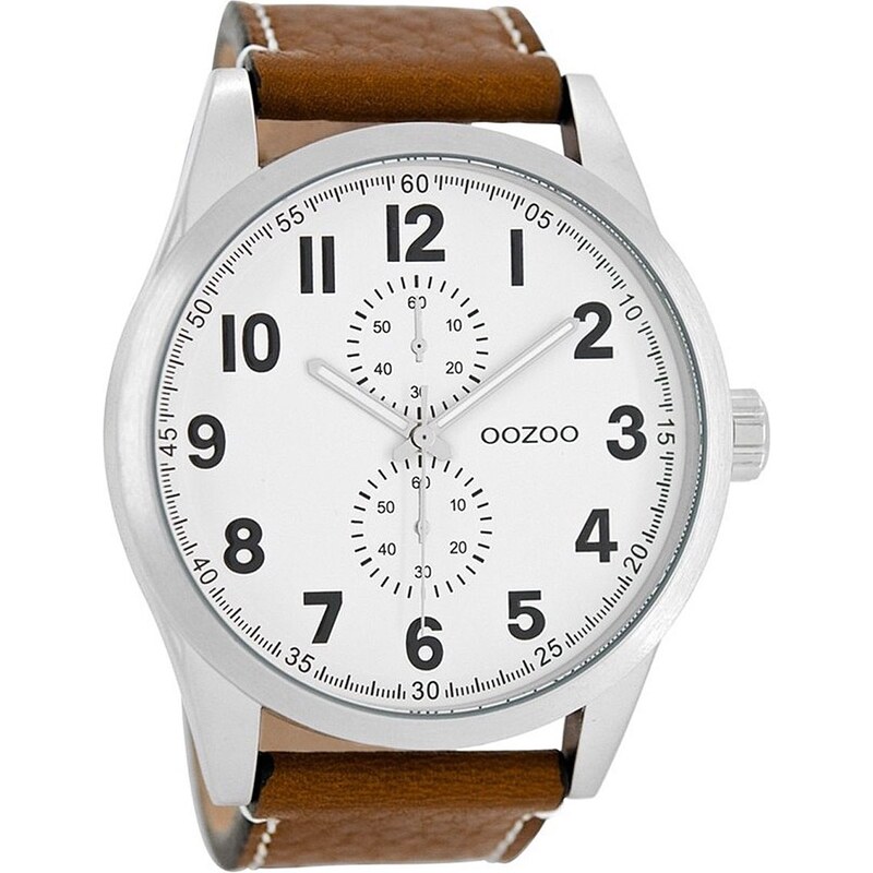 Oozoo Herren-Armbanduhr XXL Cognac/Weiß 50 mm C8220