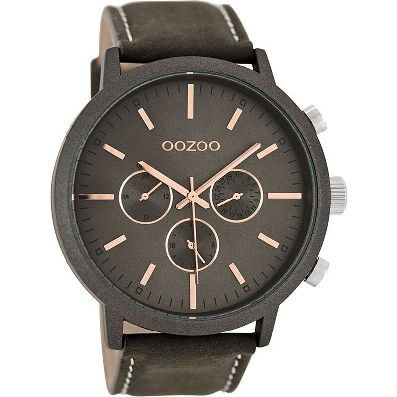 Oozoo XL Herren-Armbanduhr mit Lederband Grau 48 mm C8237