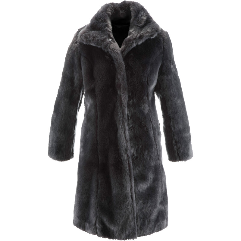 bpc selection Fellimitat-Mantel mit Hakenschließe langarm in grau für Damen von bonprix