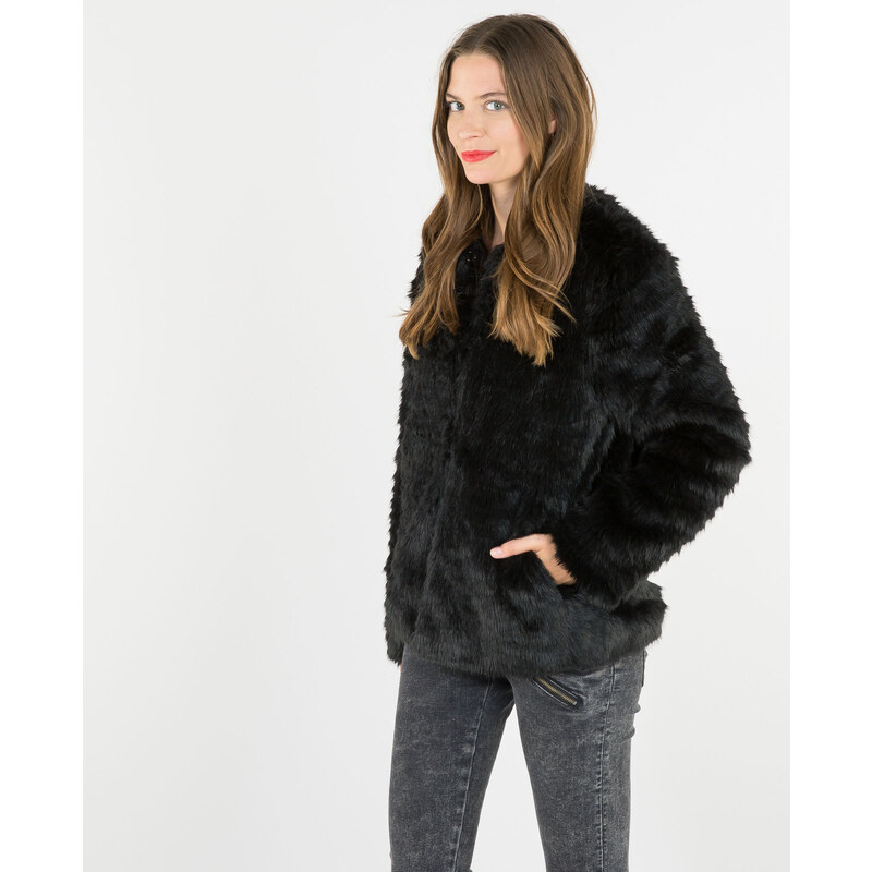 Mantel aus Webpelz Schwarz, Größe S -Pimkie- Mode für Damen