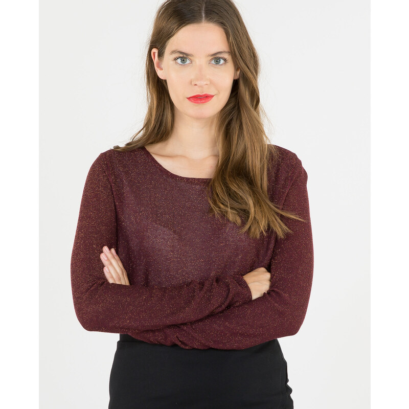 Lurex-Pullover mit Materialmix Granatrot, Größe XL -Pimkie- Mode für Damen