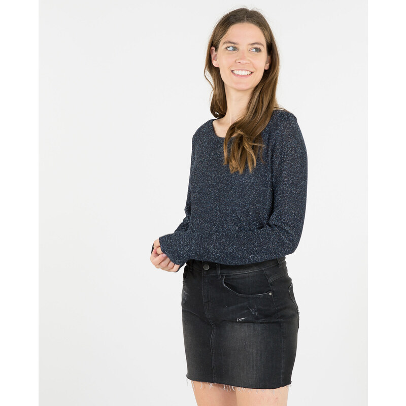 Lurex-Pullover mit Materialmix Blau, Größe M -Pimkie- Mode für Damen