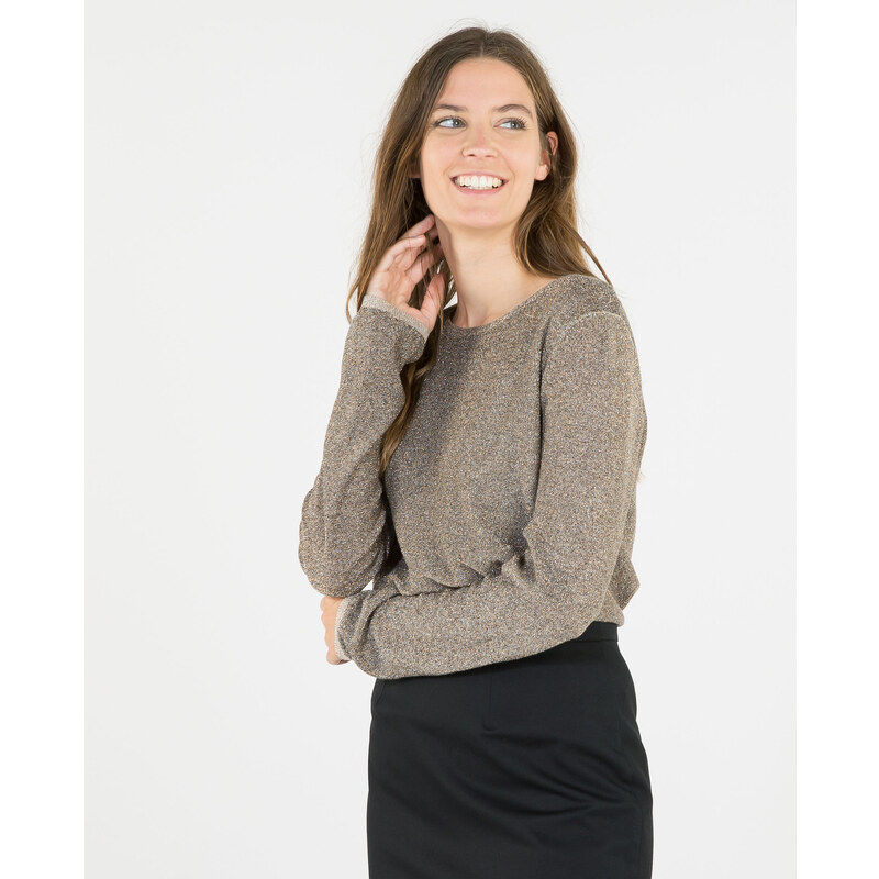 Lurex-Pullover mit Materialmix Beige, Größe XL -Pimkie- Mode für Damen