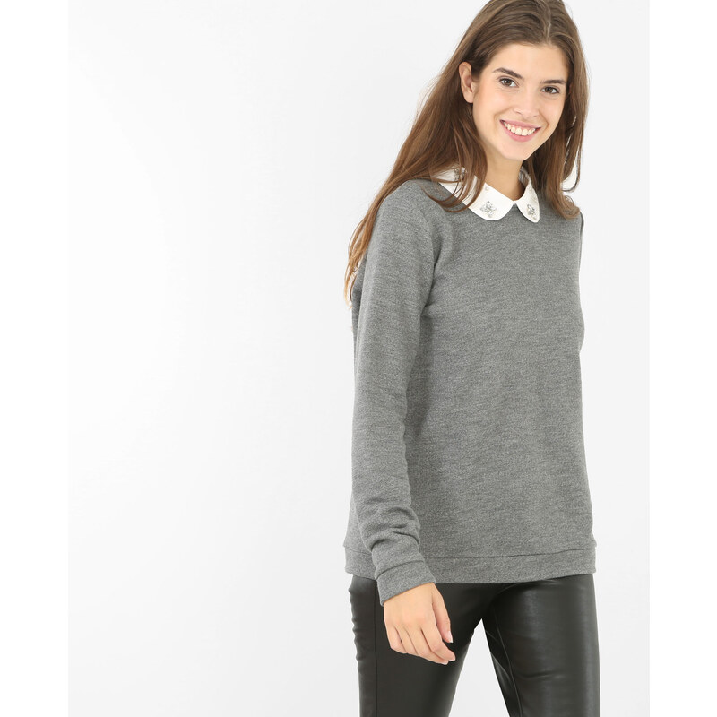 Sweatshirt mit Schmuck-Kragen Grau, Größe S -Pimkie- Mode für Damen