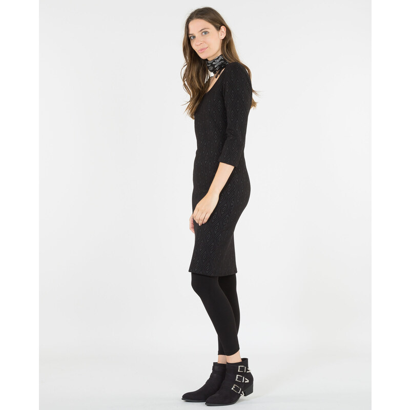 Bodycon-Kleid aus strukturiertem Material Schwarz, Größe L -Pimkie- Mode für Damen