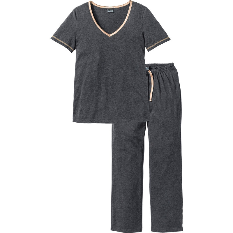 bpc selection Pyjama kurzer Arm in grau für Damen von bonprix