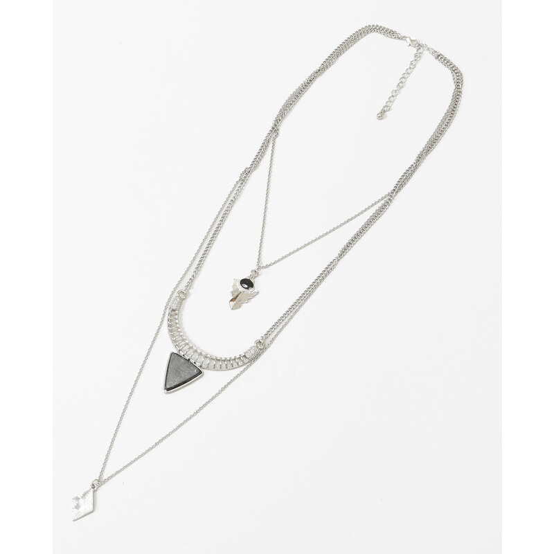 Halskette im Minimal-Stil mit Schmuckstein Silberig, Größe 00 -Pimkie- Mode für Damen