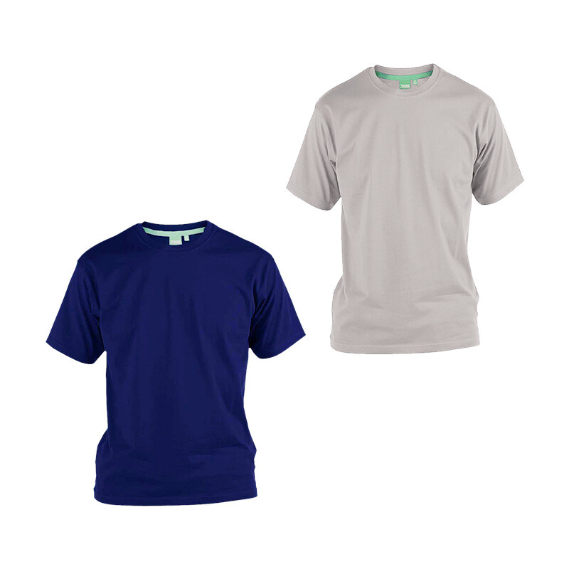 Lesara 2er-Set Baumwoll-T-Shirt - Blau & Grau - M