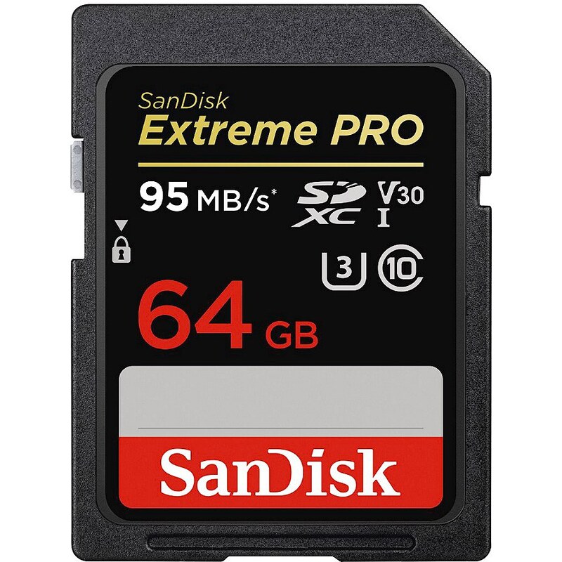 SanDisk SDXC Extreme Pro 64GB, Video Speed Class V30, UHS Sp. Cl. U3