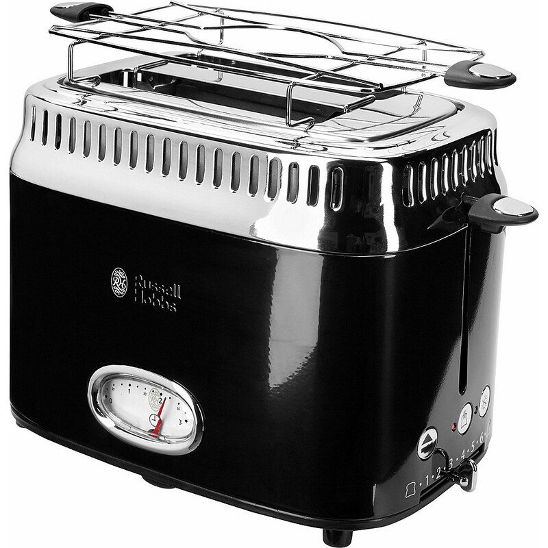 Russell Hobbs Kompakt Toaster Retro Classic Noir 21681-56, 1300 Watt, für 2 Scheiben