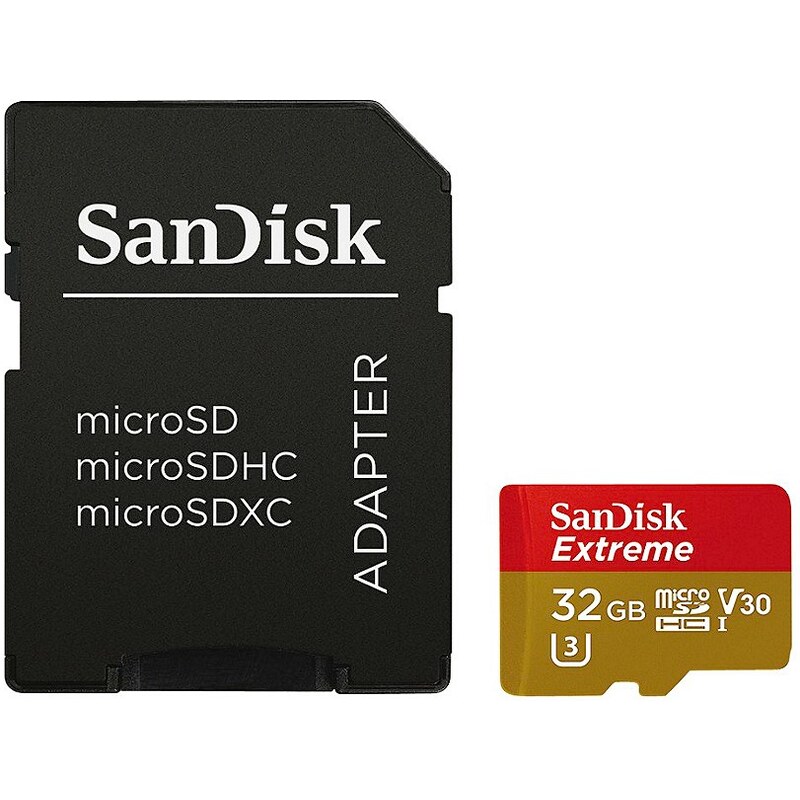 SanDisk microSDHC Extr. 32GB, Vid. Sp. Cl. V30, UHS Sp. Cl. U3,UHS-I