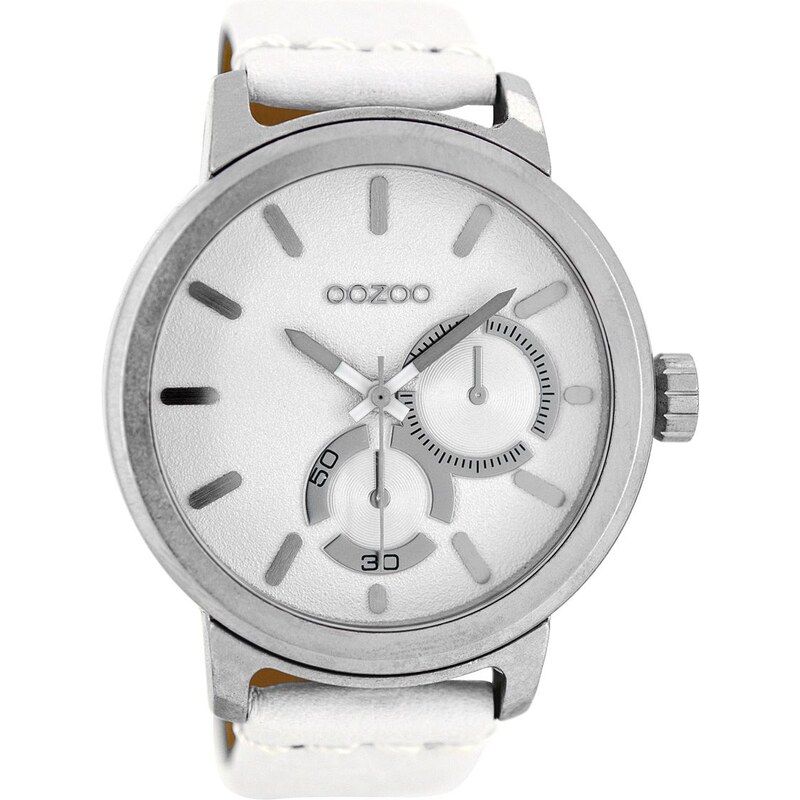 Oozoo Herren-Armbanduhr mit Lederband Weiß 47 mm C8290