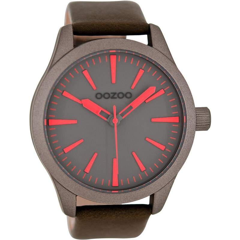 Oozoo Damen-Armbanduhr mit Lederband Khaki/Pink C8295