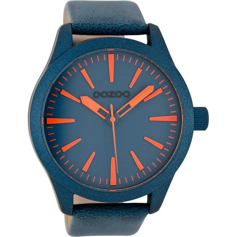 Oozoo Armbanduhr mit Lederband Blau/Orange C8296