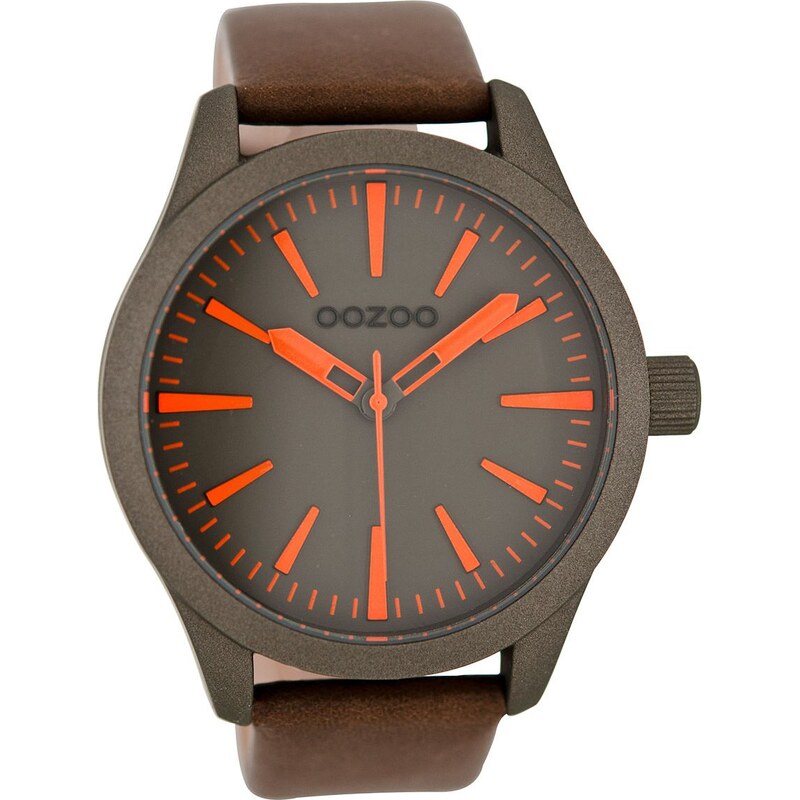 Oozoo Armbanduhr mit Lederband Braun/Orange C8297