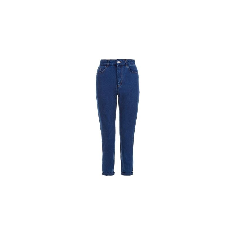 New Look Teenager – Marineblaue Mom Jeans mit aufgeschlagenem Saum