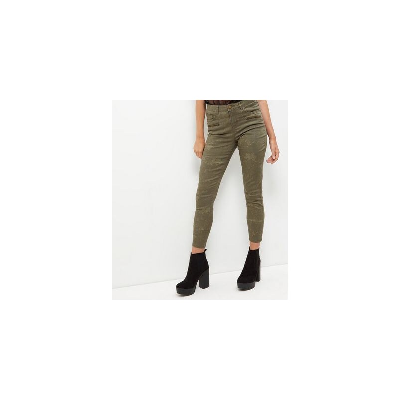 New Look Anita and Green – Khakifarbene Skinny-Jeans mit Tarnmuster