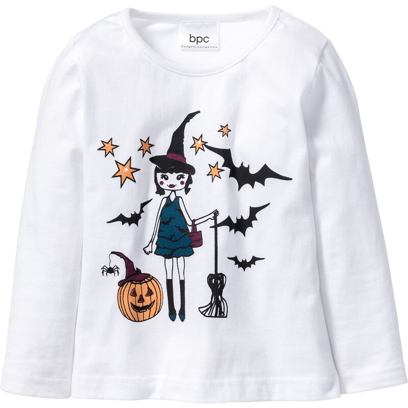 bpc bonprix collection Langarmshirt Glow in the Dark Halloween in weiß für Mädchen von bonprix