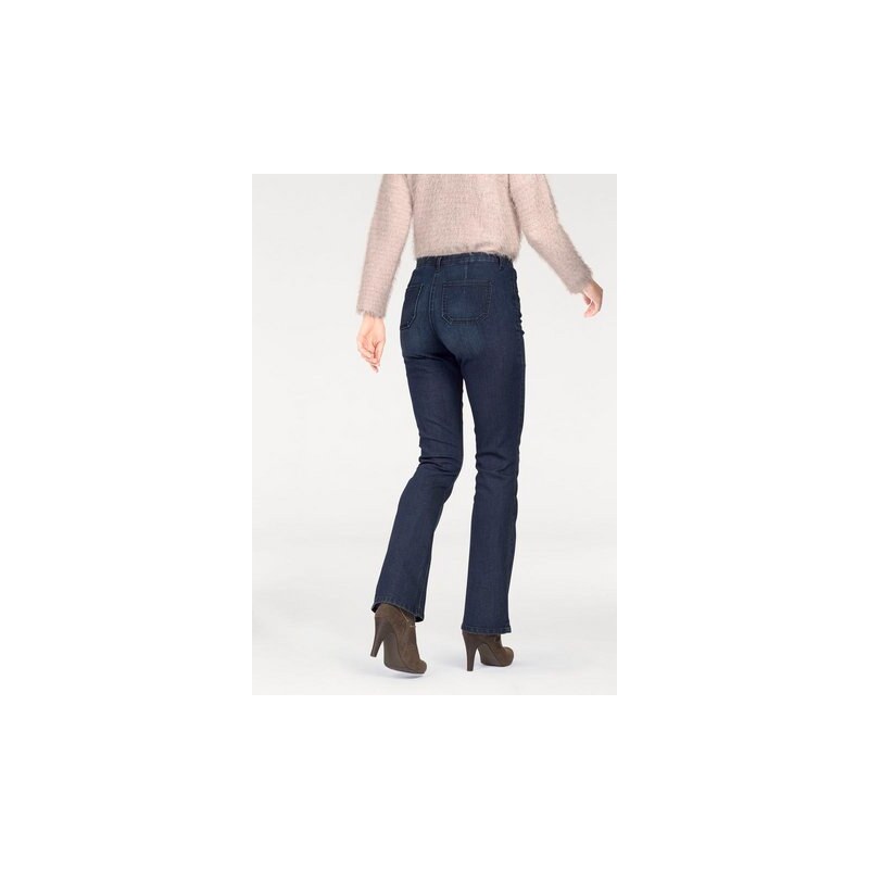 Vivance Collection Damen Bootcut-Jeans Catfaces-Falten leichte Used-Waschung blau 34,36,38,40,42,44,46