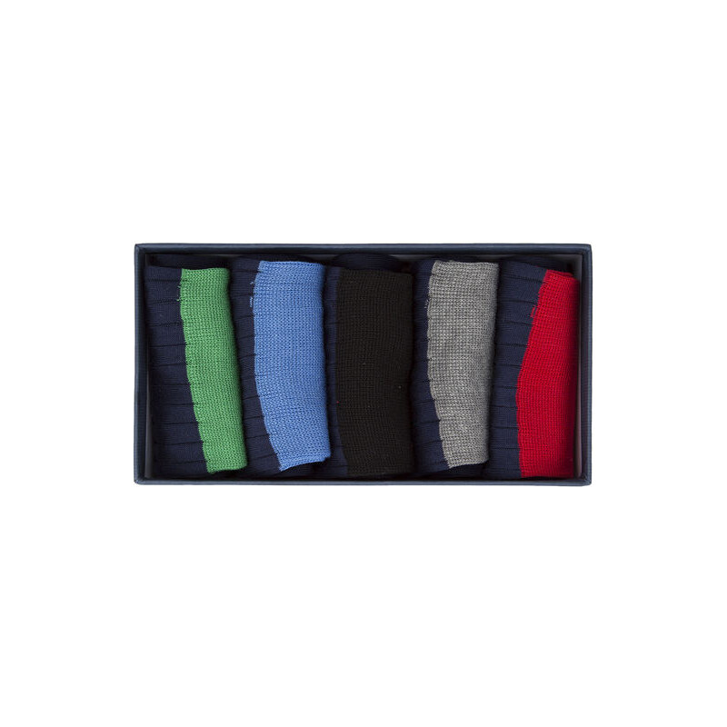 HACKETT Fünferpack zweifarbige Socken aus Baumwollzwirn in Blau