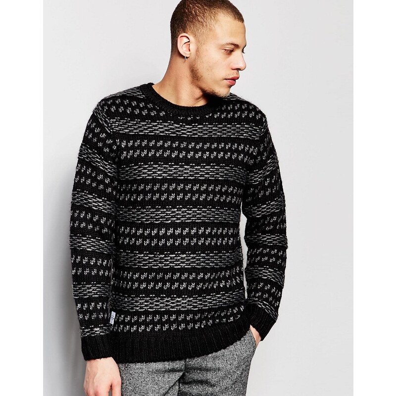 Native Youth - Wollpullover mit Jaquard-Muster - Schwarz