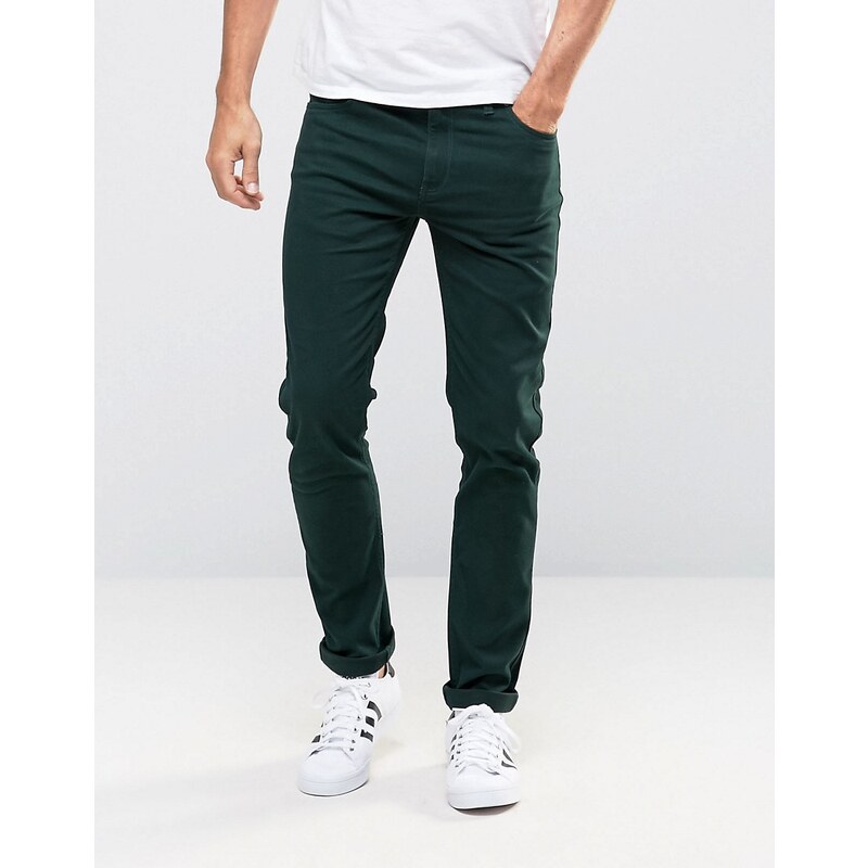 Farah - Enge Jeans aus grünem Twill mit Stretchanteil - Grün