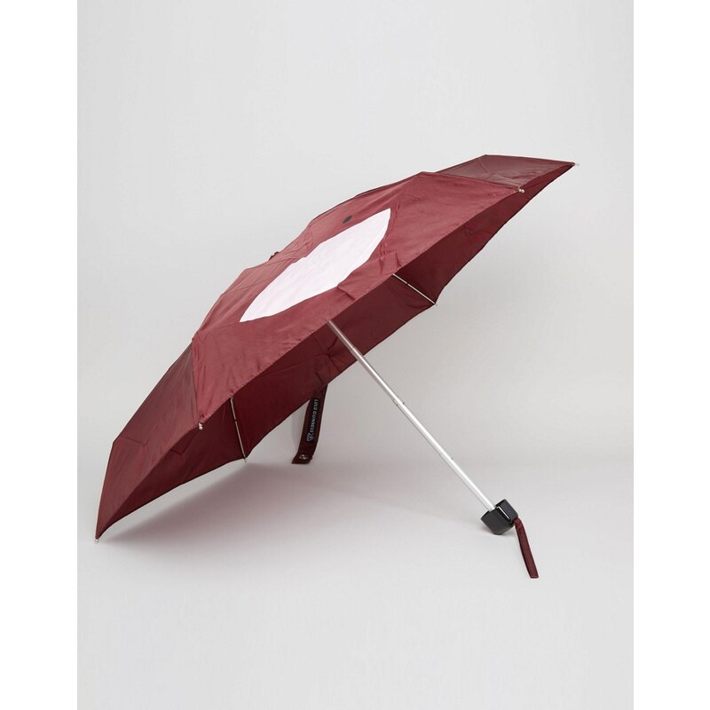 Lulu Guinness - Kleiner Regenschirm mit abstraktem Lippenmuster - Rot