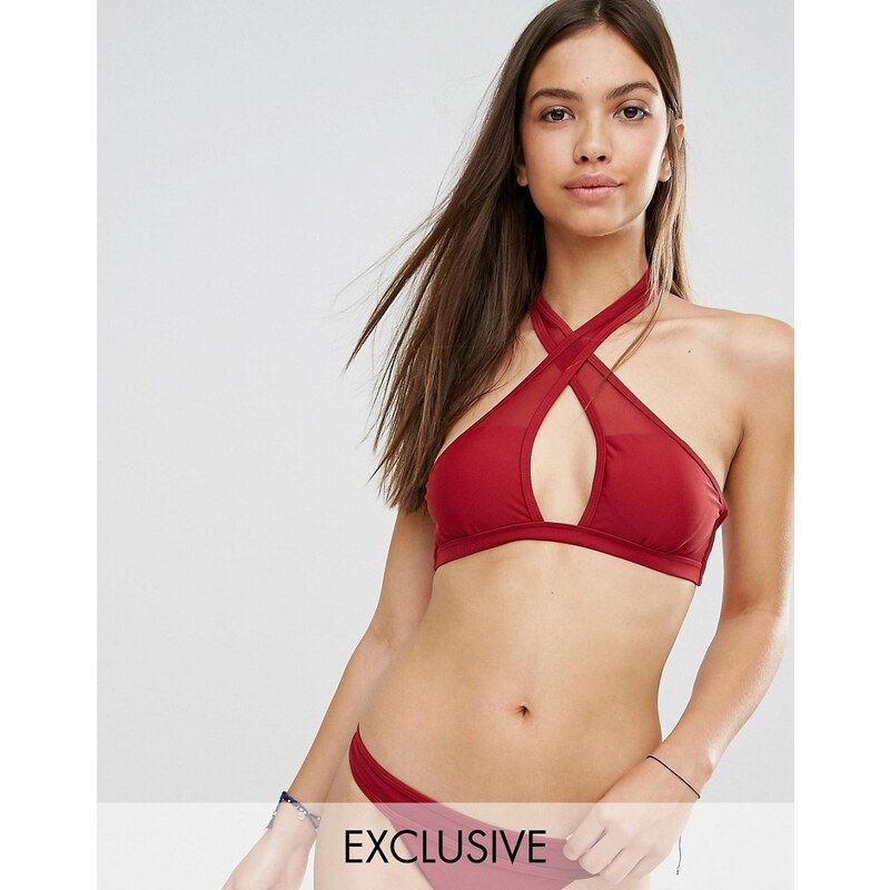 South Beach - Mix and Match - Rotes Bikinioberteil mit überkreuztem Design - Rot