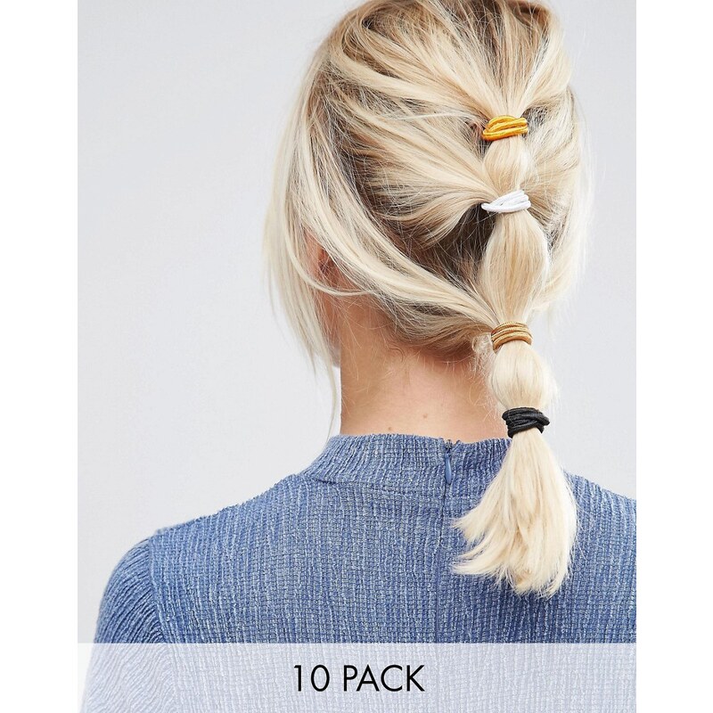 ASOS - Pack mit 10 Metallic-Haarbändern - Mehrfarbig