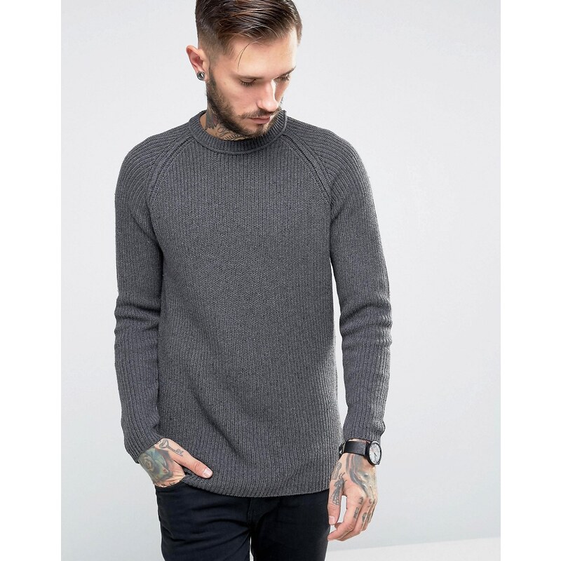 Only & Sons - Strickpullover mit Patentmuster - Grau