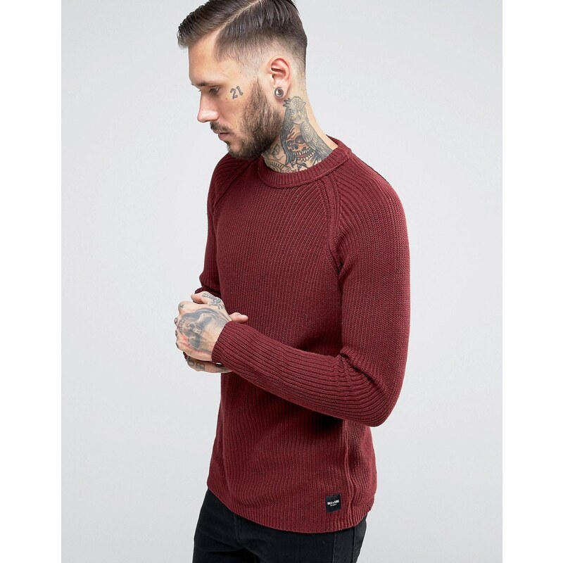 Only & Sons - Strickpullover mit Patentmuster - Rot