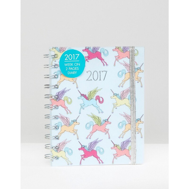 Paperchase - 2017 Tagebuch mit Einhorndesign - Mehrfarbig