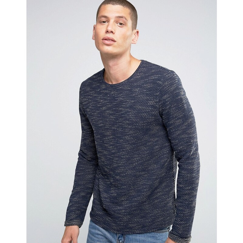 Selected Homme - Gewebtes Sweatshirt mit Noppenstruktur - Marineblau