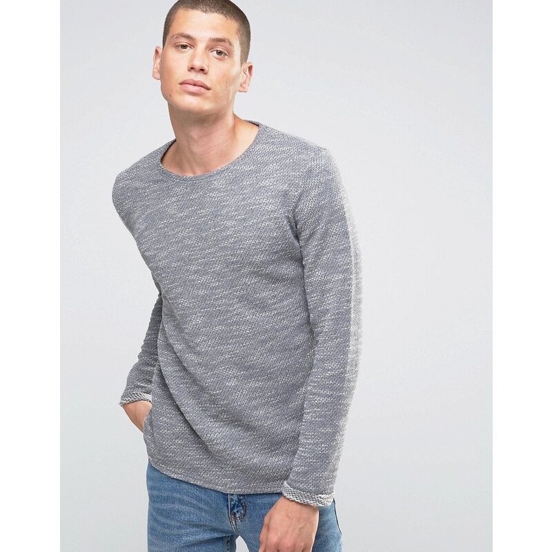 Selected Homme - Gewebtes Sweatshirt mit Noppenstruktur - Grau