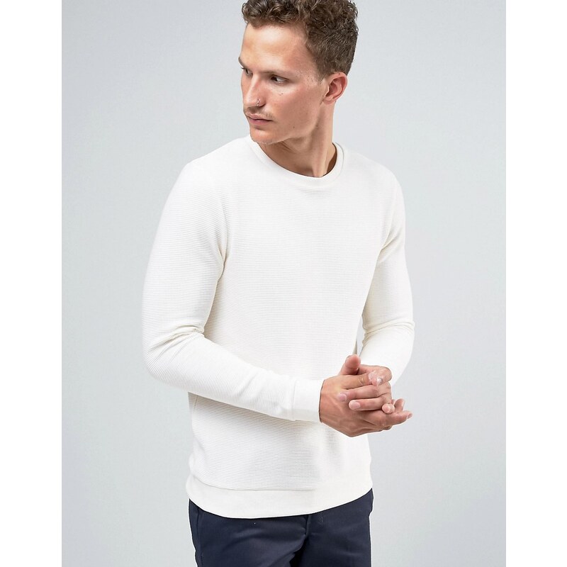 Jack & Jones - Hochwertiges Sweatshirt mit Rippen - Weiß