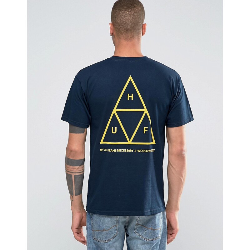HUF - Triple Triangle - T-Shirt mit Rücken-Print - Marineblau