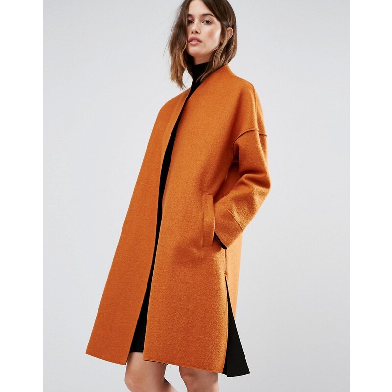 Warehouse - Verstärkter Mantel mit Kontrast - Orange