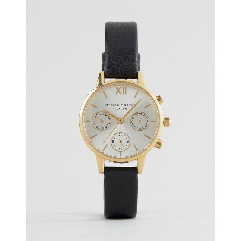 Olivia Burton - Chrono - Uhr mit schwarzem Lederarmband, OB15CGM62 - Gold