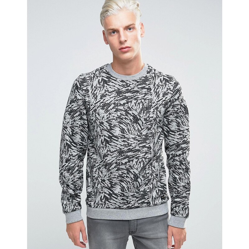 ADPT - Gemustertes Sweatshirt mit Rundhalsausschnitt - Grau
