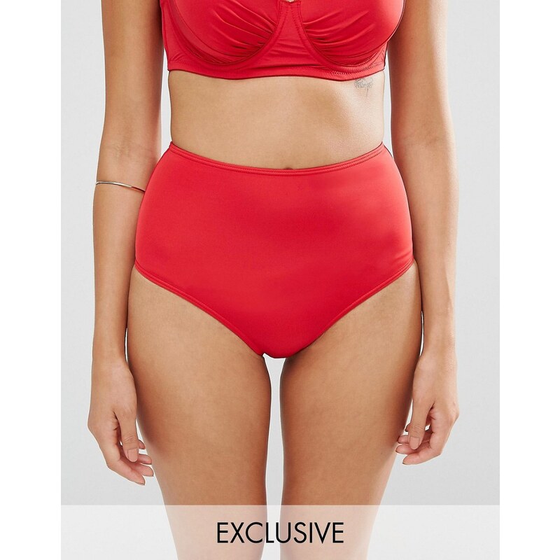 Wolf & Whistle Wolf and Whistle - Formende Bikinihose mit hoher Taille - Rot