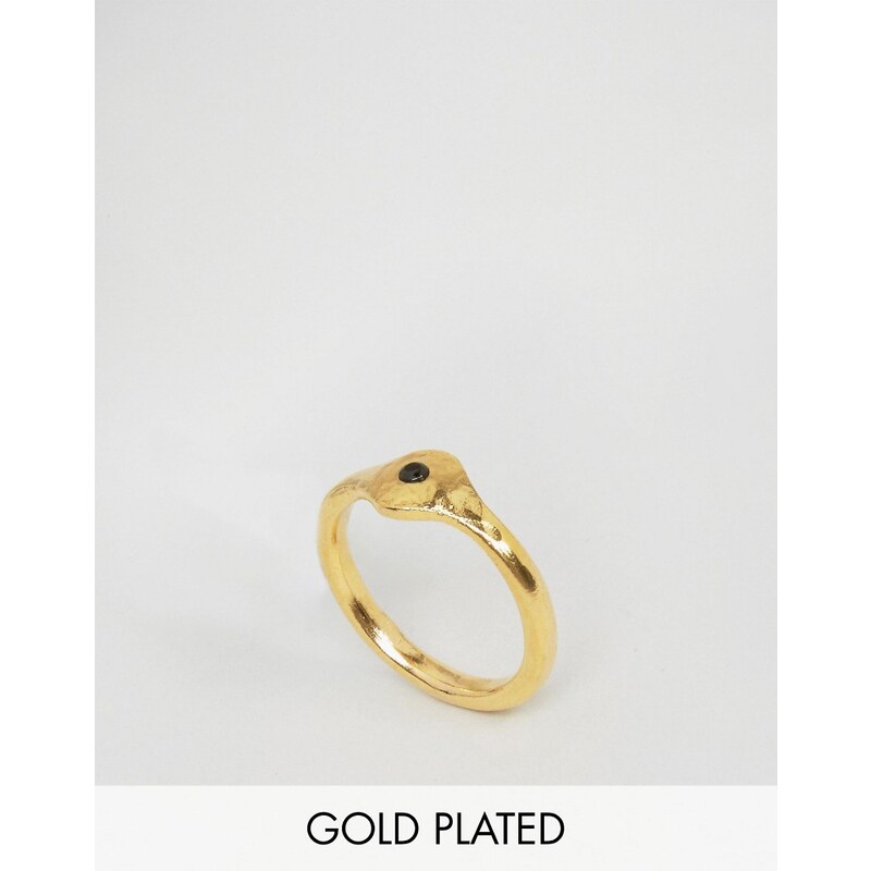 Ottoman Hands - Ring mit kleinem, flachem Stein - Gold