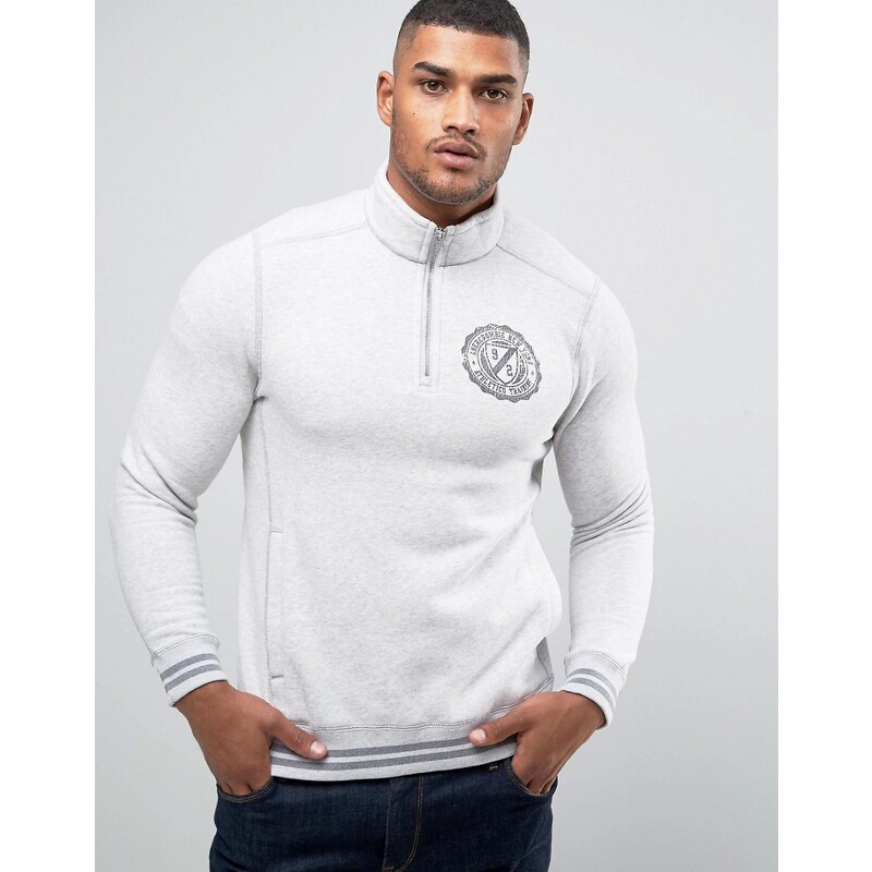Abercrombie & Fitch - Graues Sweatshirt mit halblangem Reißverschluss und Halbmondmotiv - Grau
