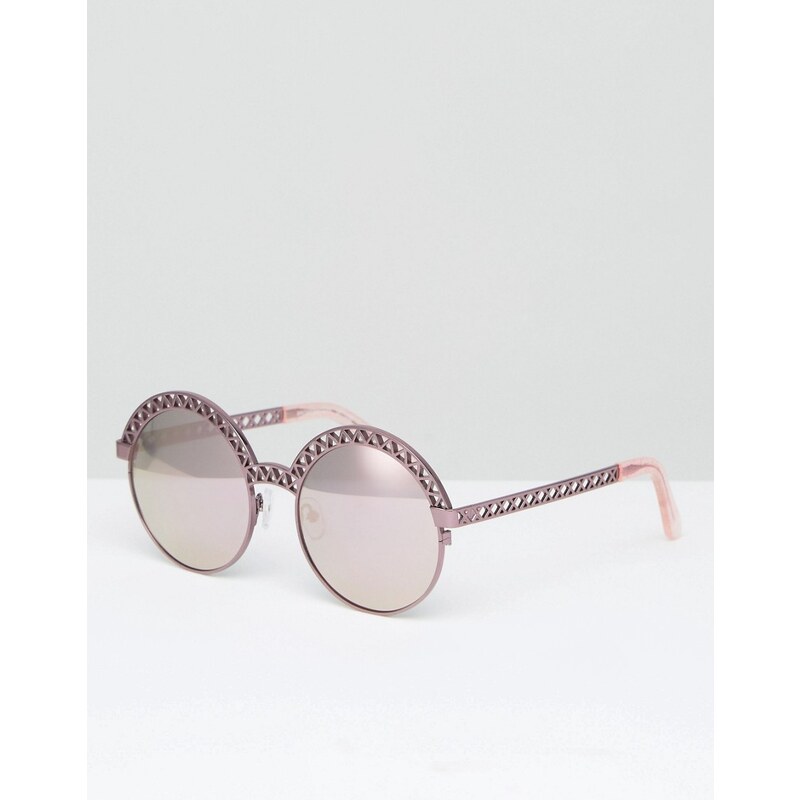 House of Holland - Runde, rosafarbene Sonnenbrille mit flachen Gläsern - Rosa