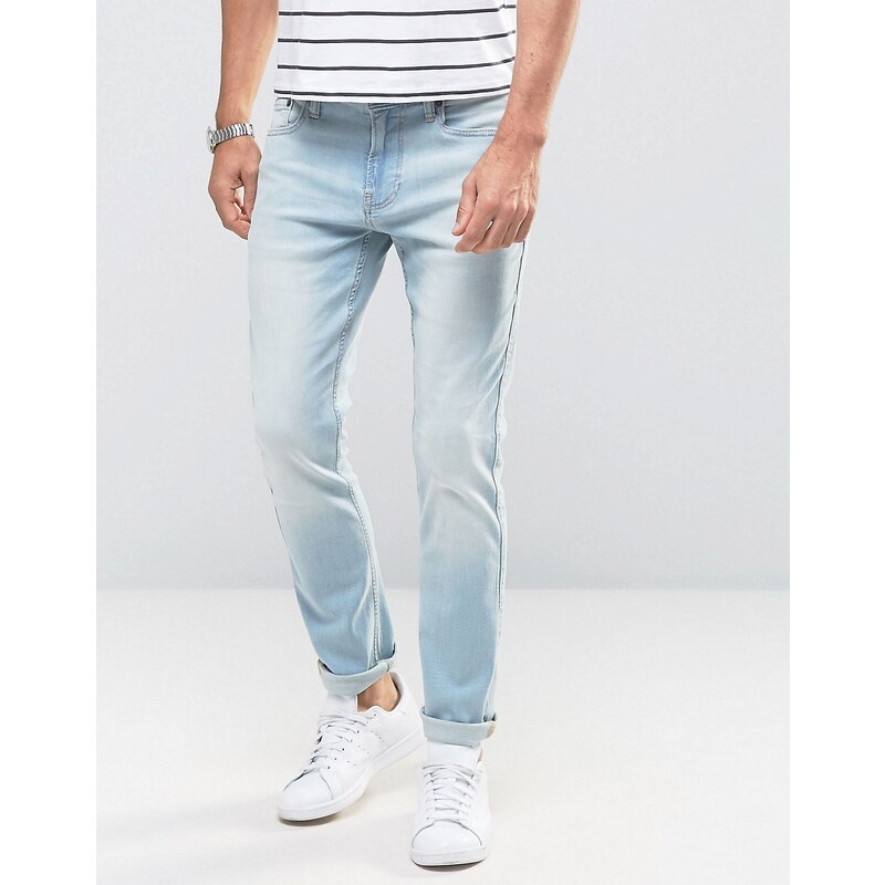 Hollister - Skinny-Jeans mit Stretch und Distressed-Look in blauer Vintage-Waschung - Blau