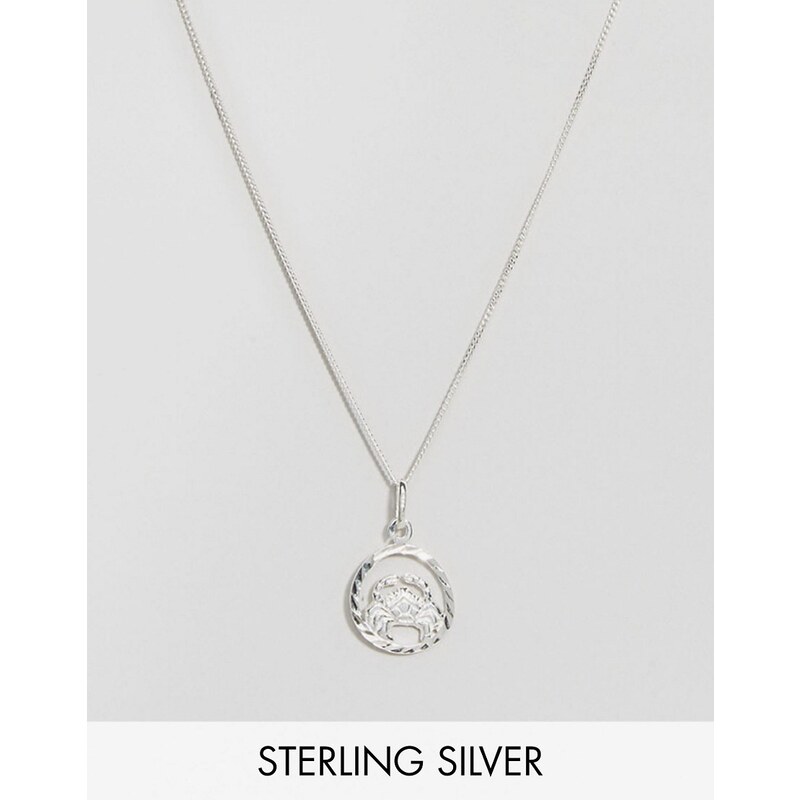 Reclaimed Vintage - Halskette mit Sternzeichen Krebs aus Sterlingsilber - Silber