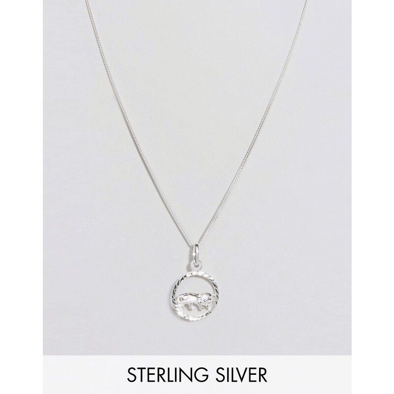 Reclaimed Vintage - Halskette aus Sterlingsilber mit Löwe-Anhänger - Silber